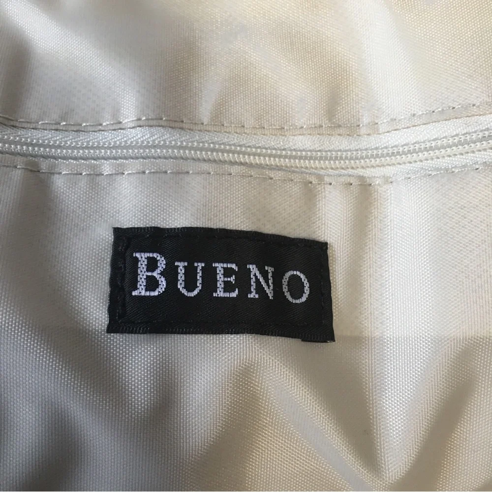 BUENO embellished laptop crossbody metallic bag silver/gray Gold beads SA…